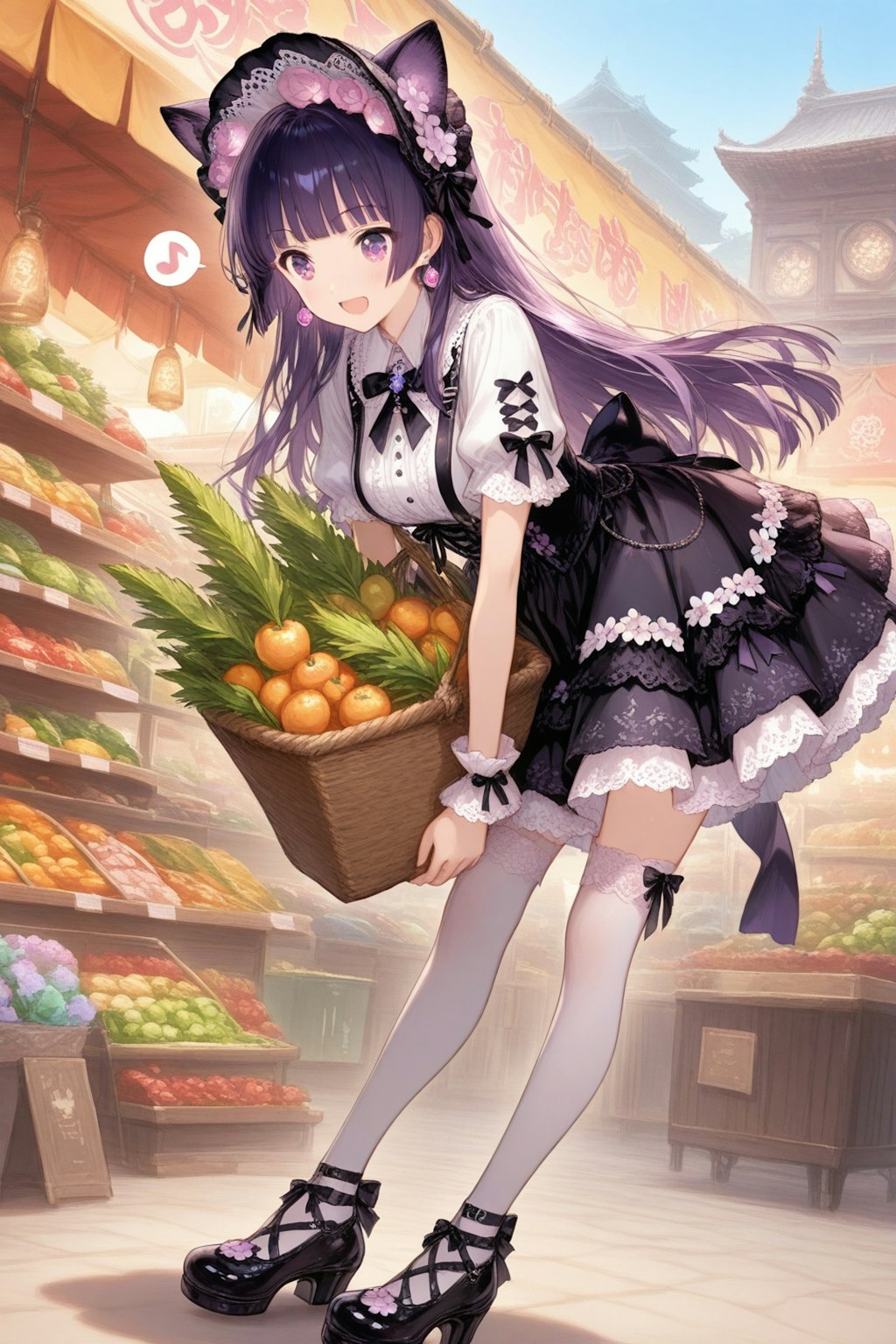 うんしょ❤️うんしょっと❤️ここの野菜はどれも新鮮な野菜だからたくさん選んじゃいました❤️あ❗️すいませ～ん❤️これお願いします❤️