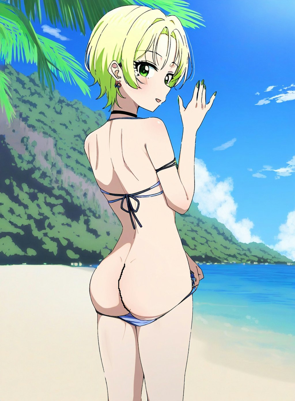 夏の海と生尻娘。