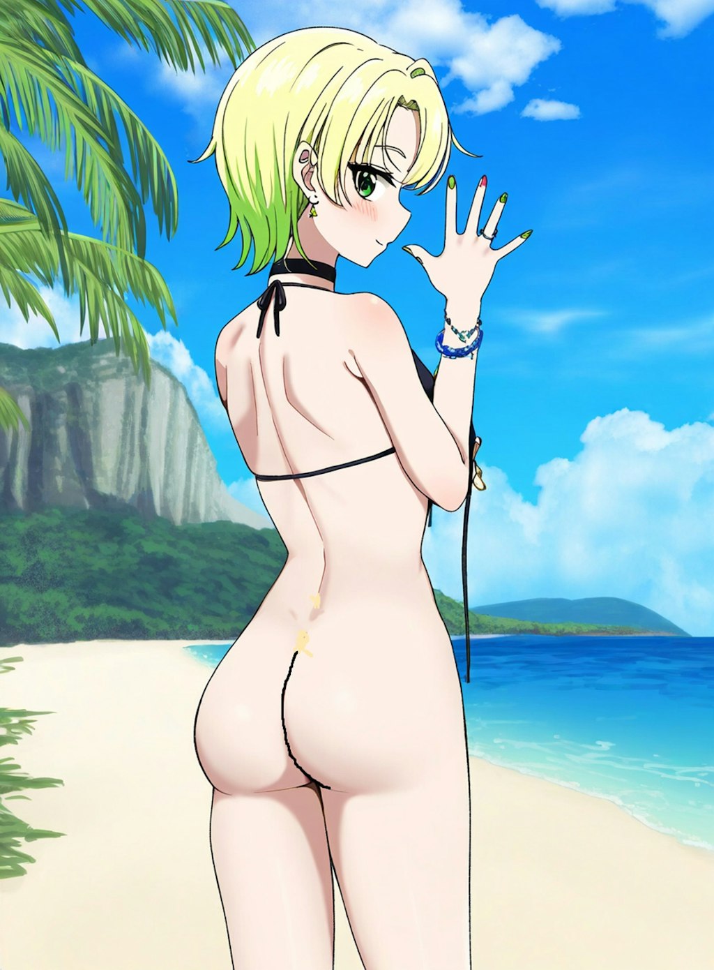 夏の海と生尻娘。