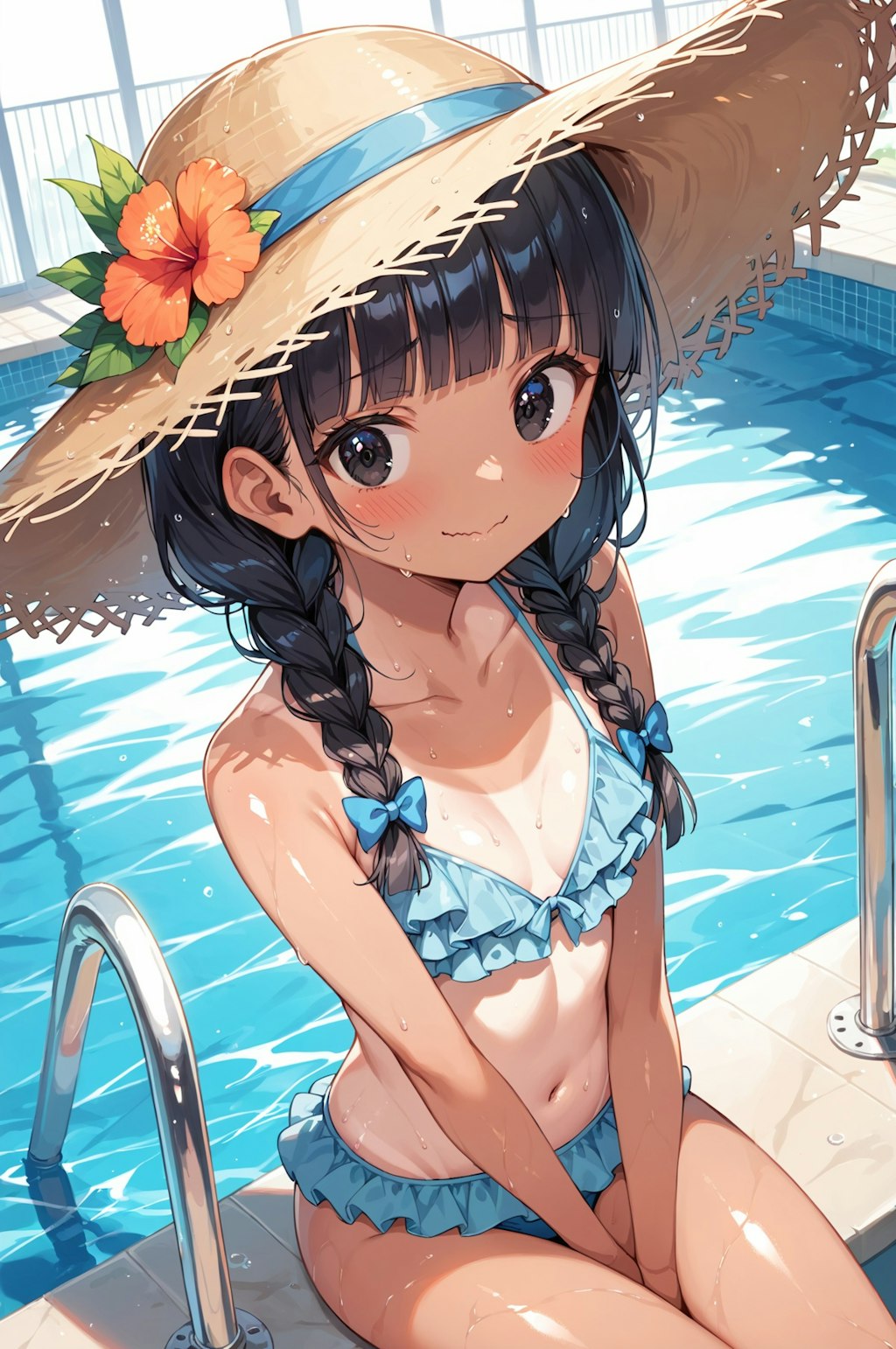 スク水日焼け跡ちゃん（三つ編み）