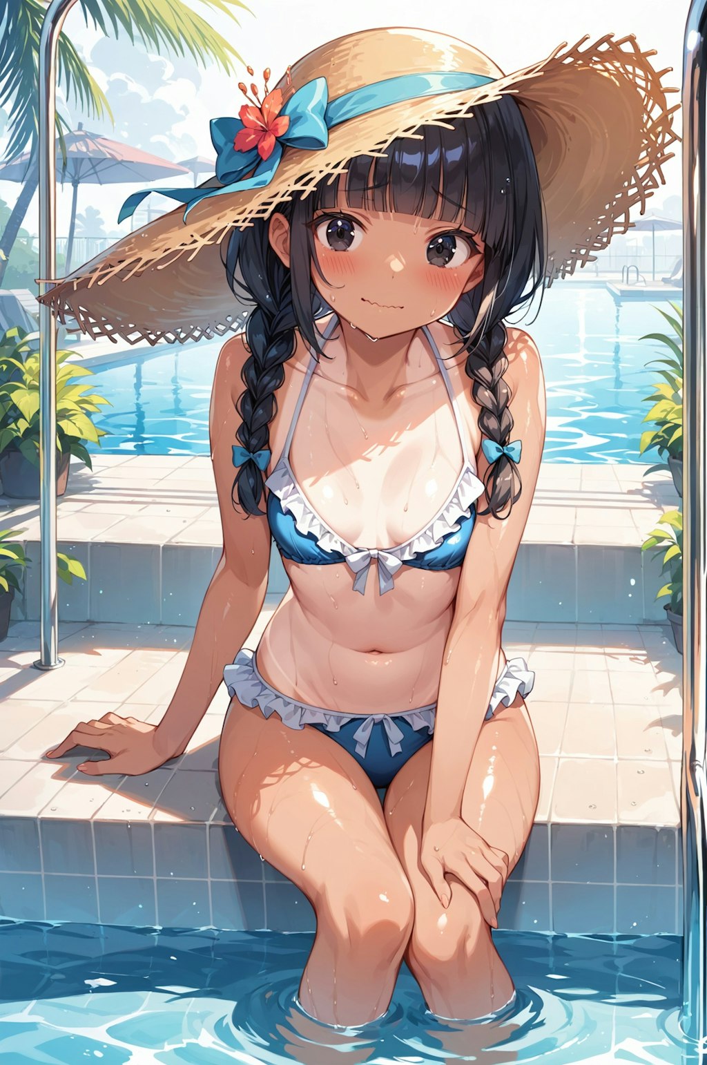 スク水日焼け跡ちゃん（三つ編み）