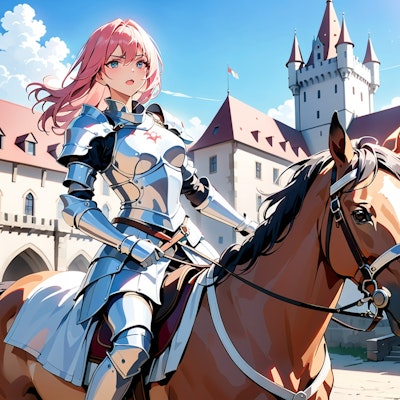 騎乗する女騎士 (ちちぷい生成機能比較)