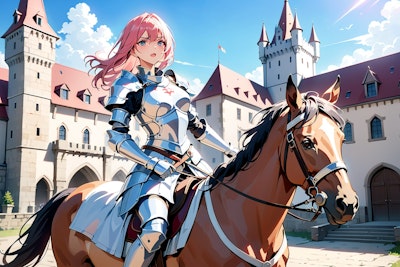 騎乗する女騎士 (ちちぷい生成機能比較)