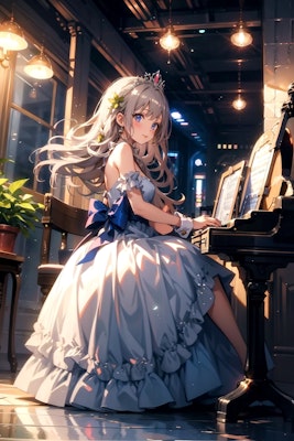 ピアノ演奏する王女様