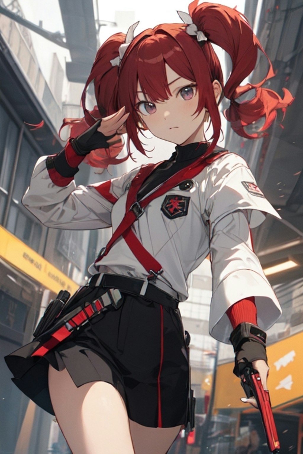 二丁拳銃を構える少女。