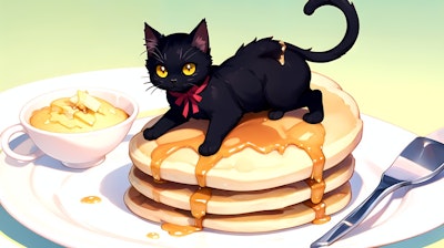 黒猫パンケーキ♪