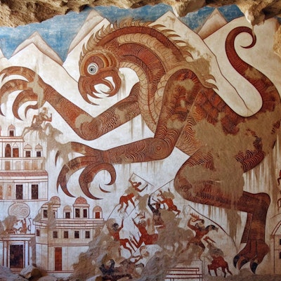 良く怪獣映画とかでみかける、古代人の壁画