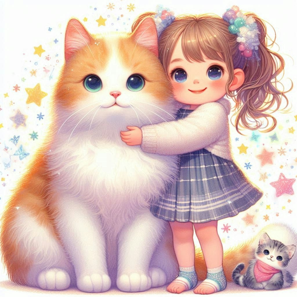 女の子とおっきい猫