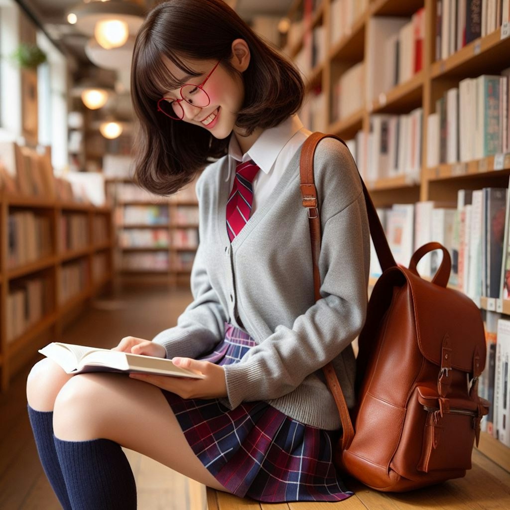 眼鏡女子 楓の図書館