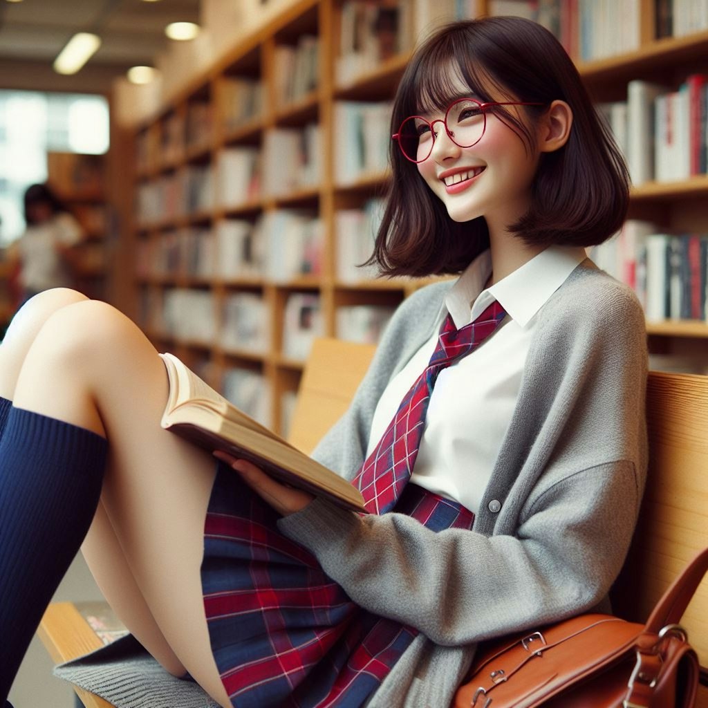 眼鏡女子 楓の図書館