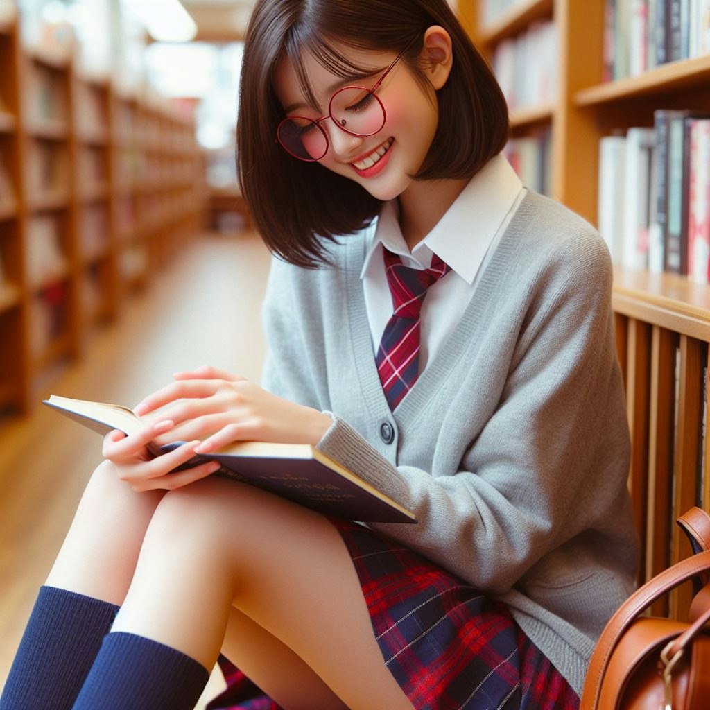 眼鏡女子 楓の図書館