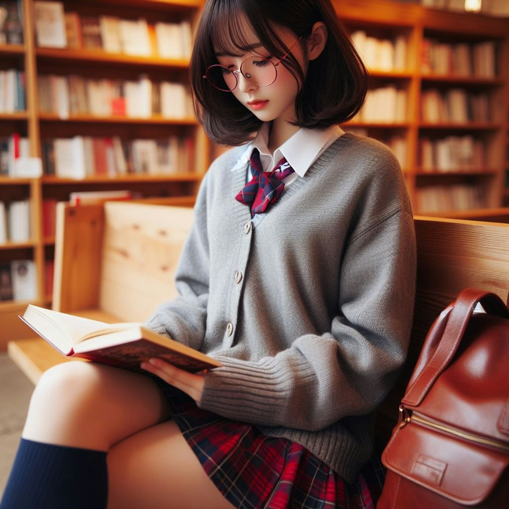 眼鏡女子 楓の図書館