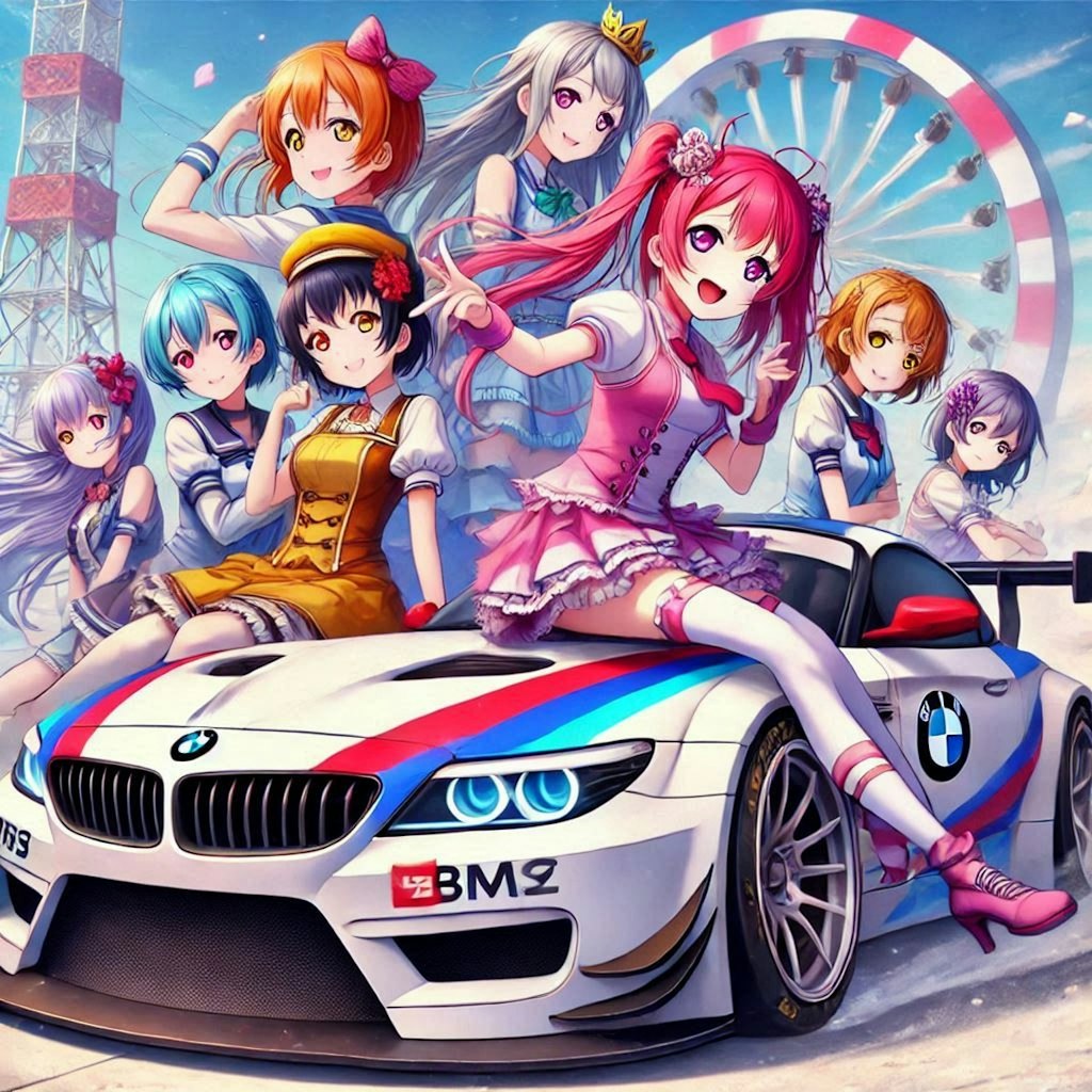 ラブライブキャラとBMWZ4レーシングカー