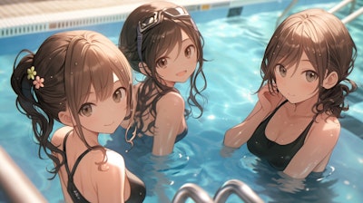 少女3人・水泳の授業