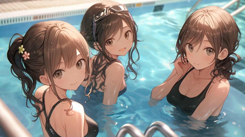 少女3人・水泳の授業