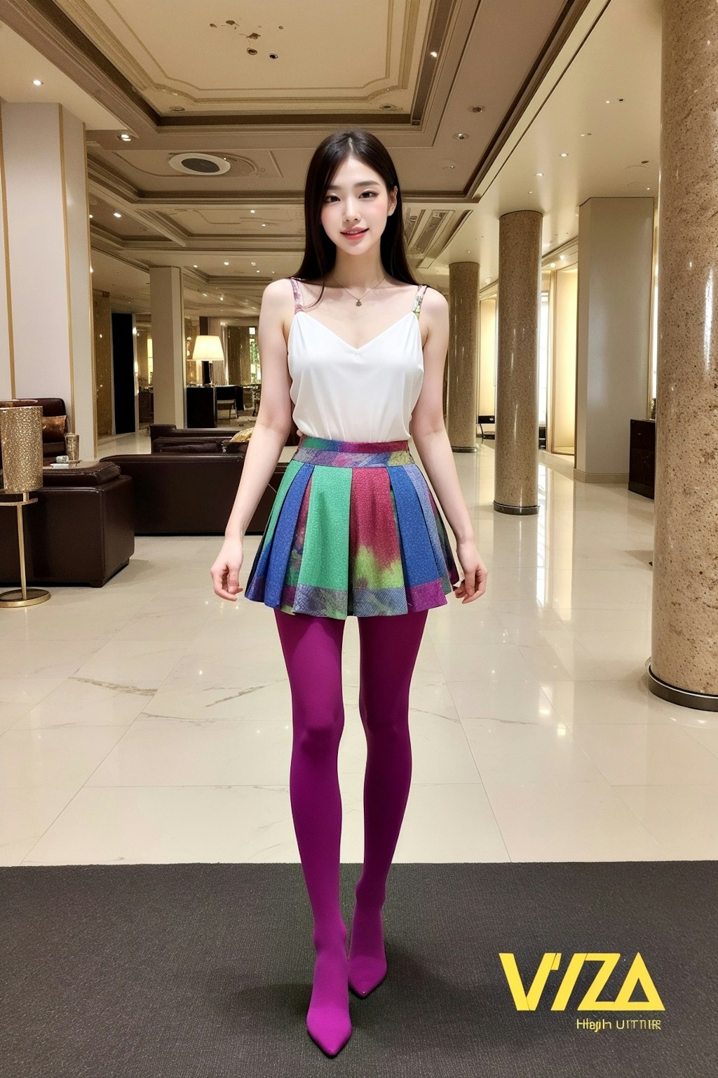 カラータイツを履いた美人 - Beautiful woman wearing colored tights -