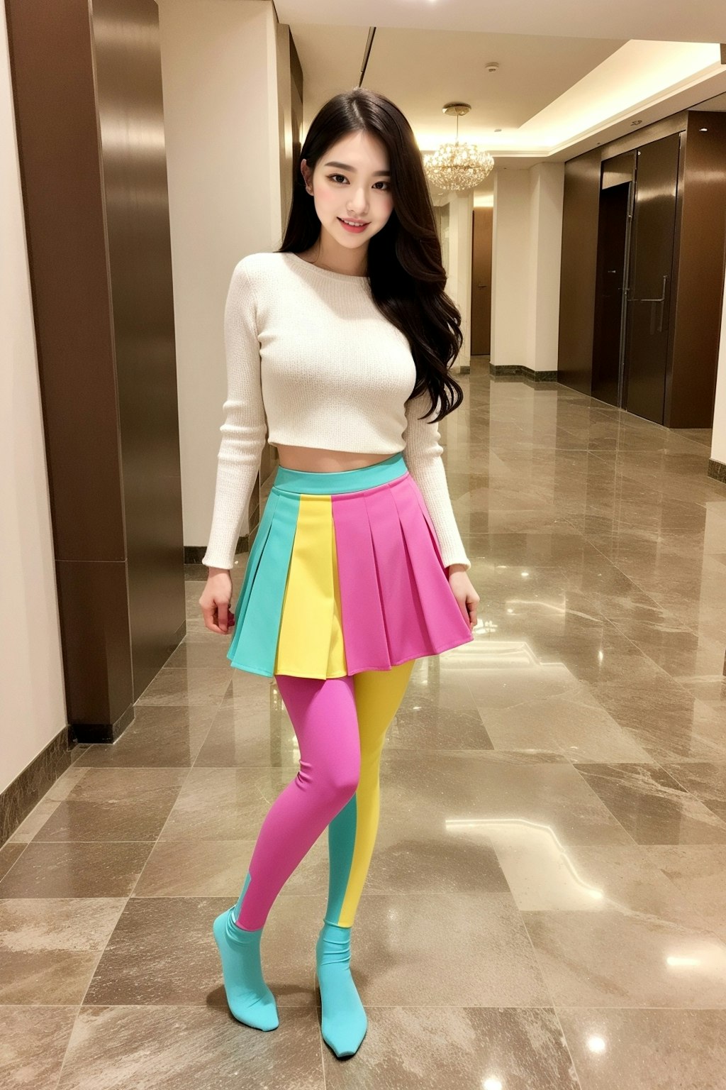 カラータイツを履いた美人 - Beautiful woman wearing colored tights -