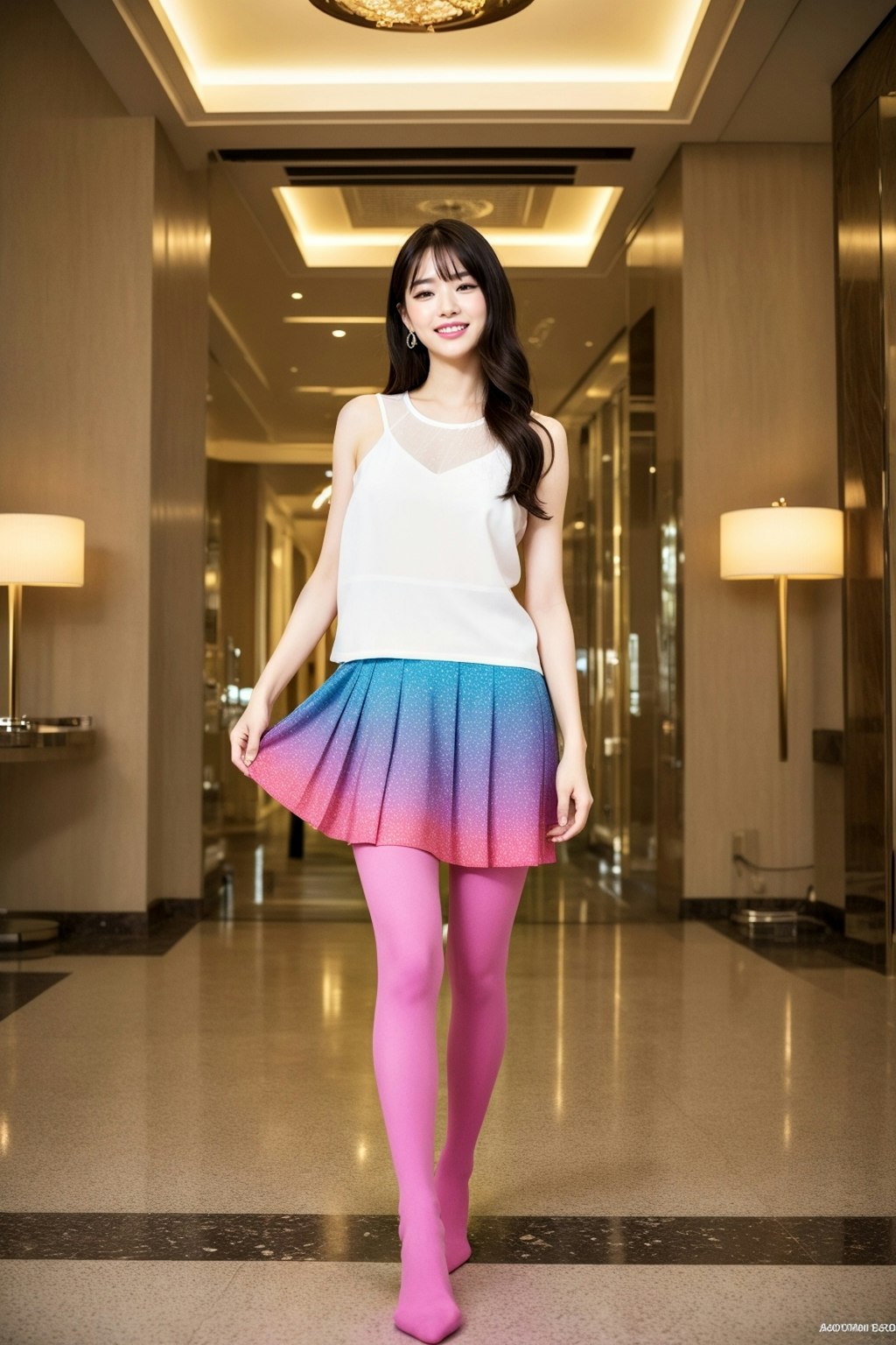 カラータイツを履いた美人 - Beautiful woman wearing colored tights -