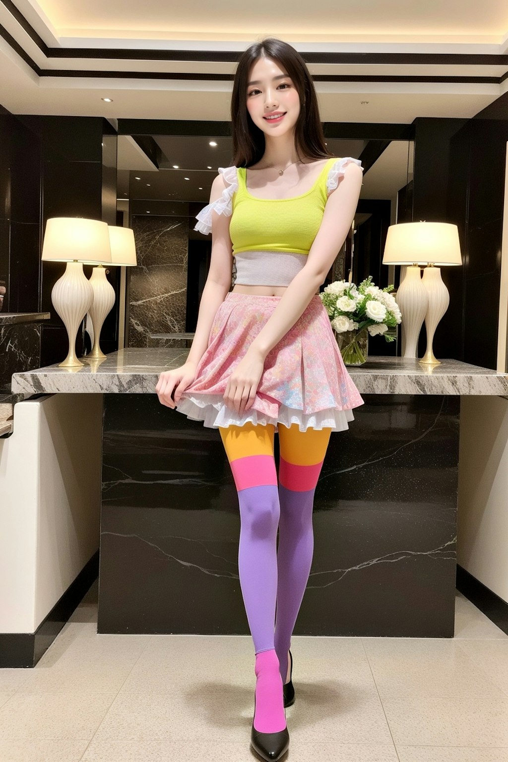 カラータイツを履いた美人 - Beautiful woman wearing colored tights -