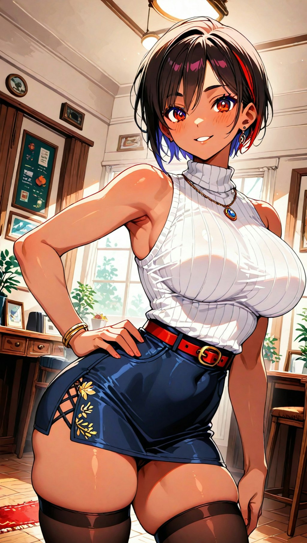 スタイリッシュな褐色人妻