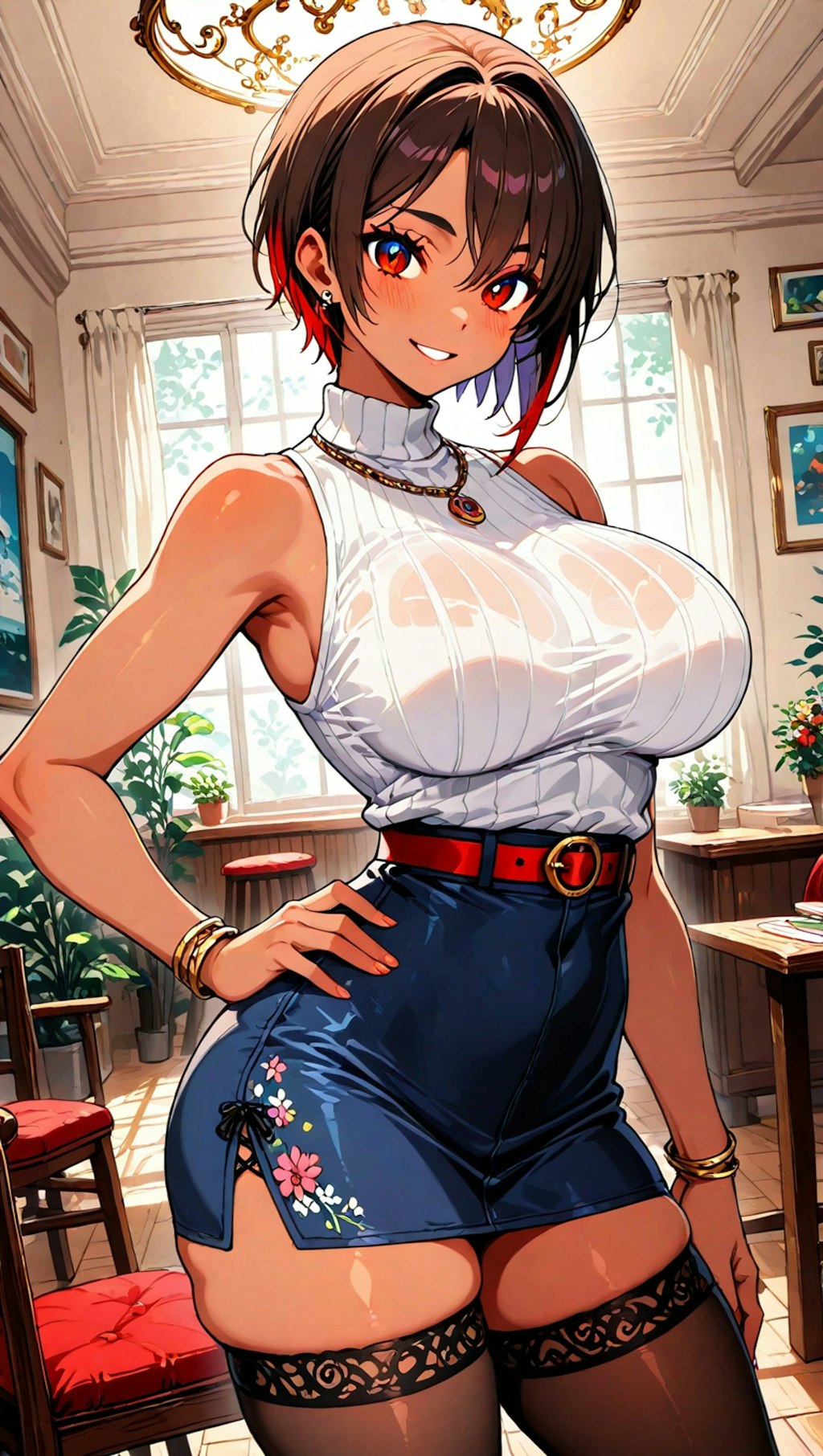 スタイリッシュな褐色人妻