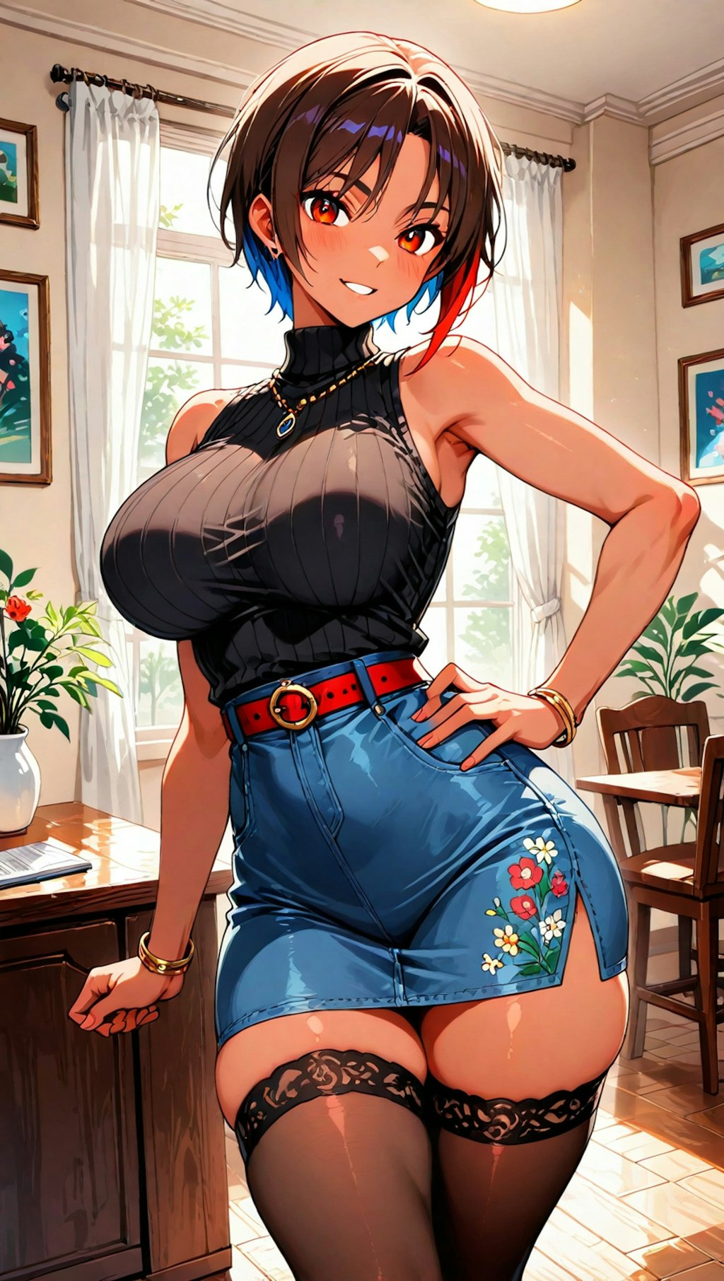 スタイリッシュな褐色人妻