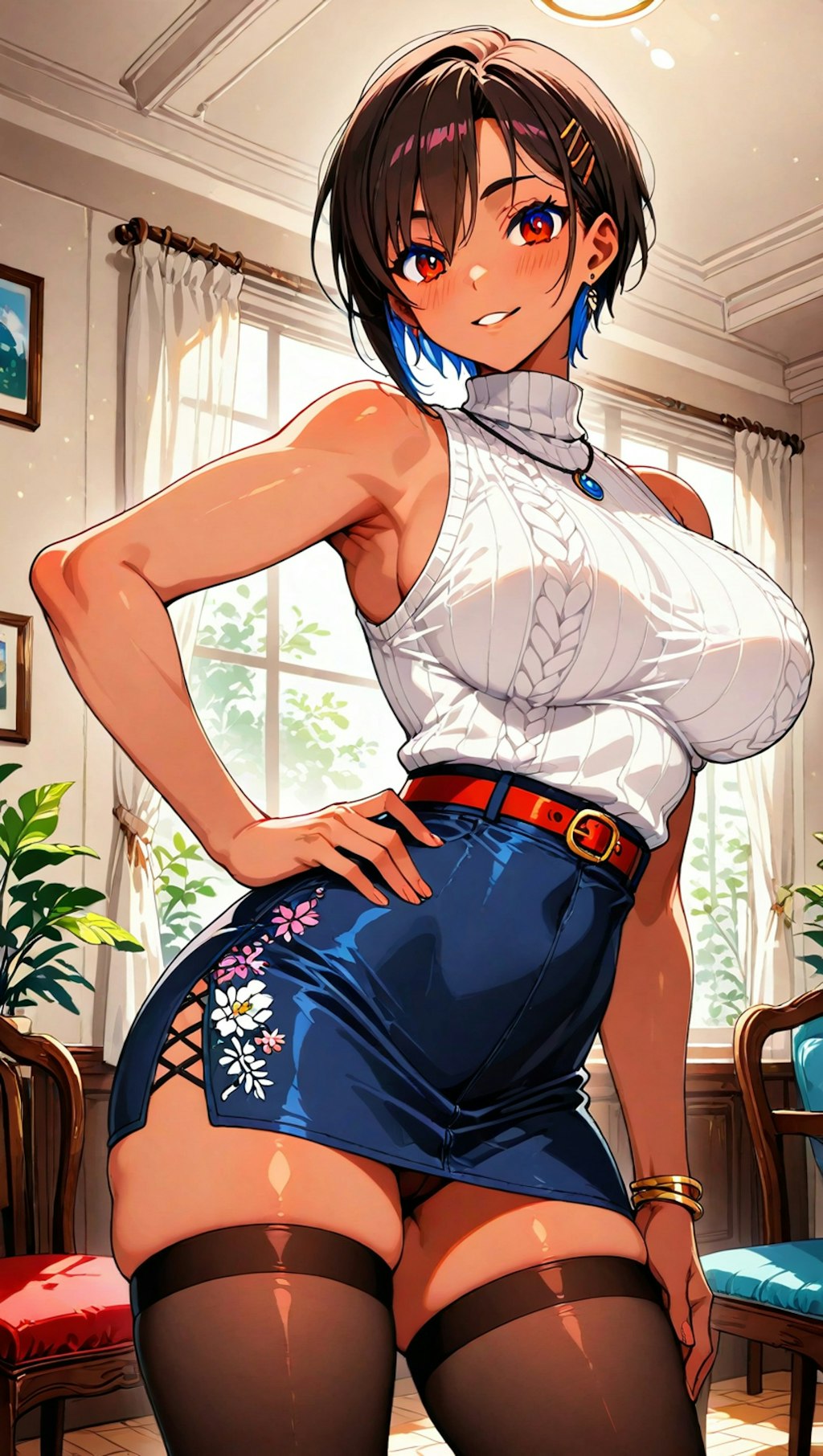 スタイリッシュな褐色人妻