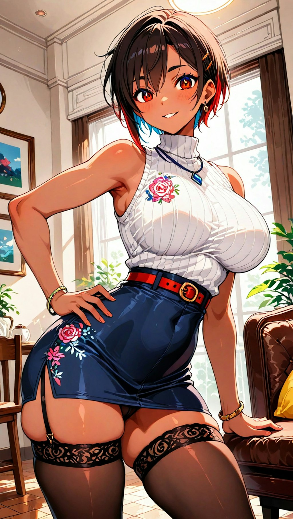 スタイリッシュな褐色人妻