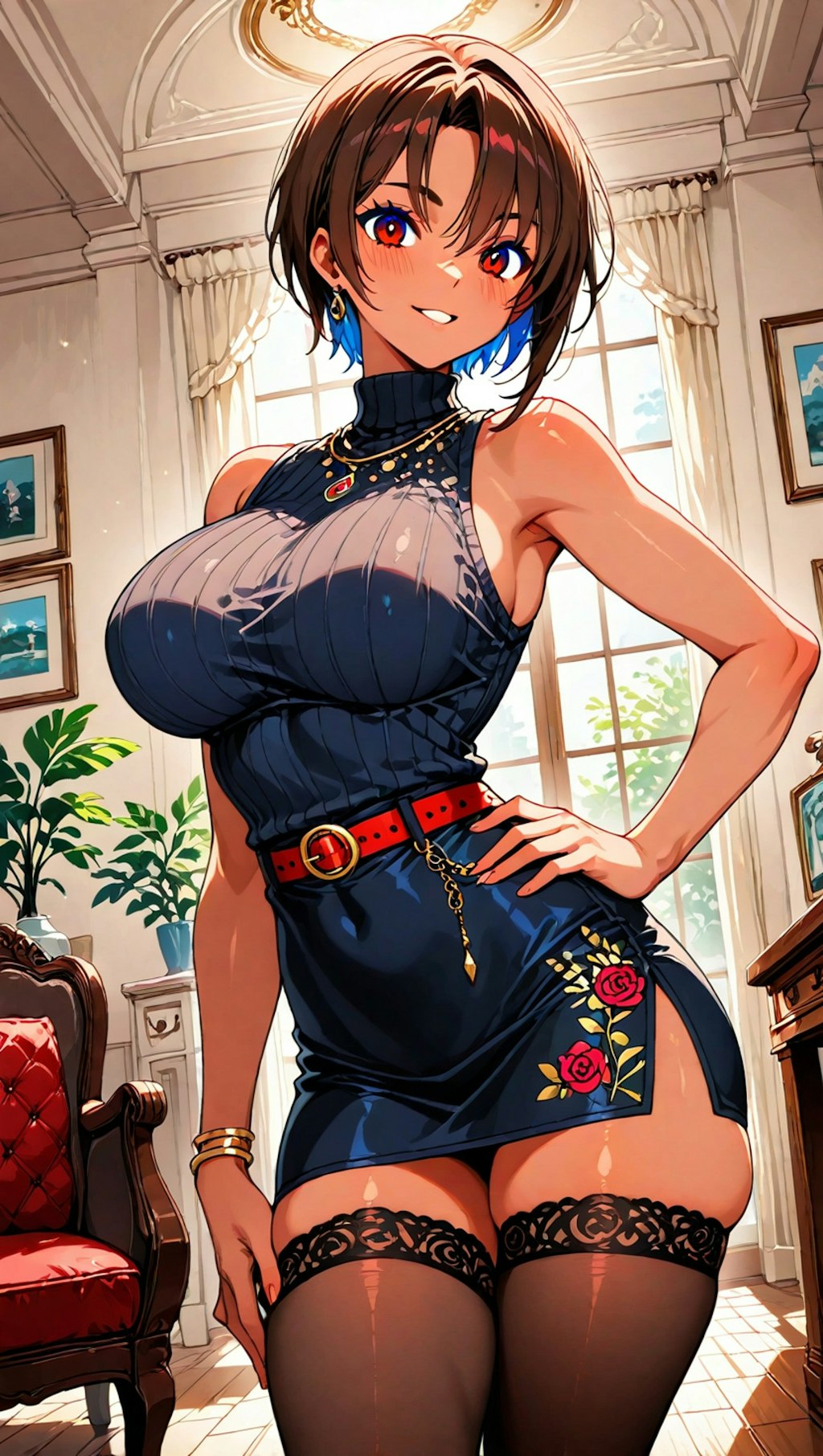 スタイリッシュな褐色人妻