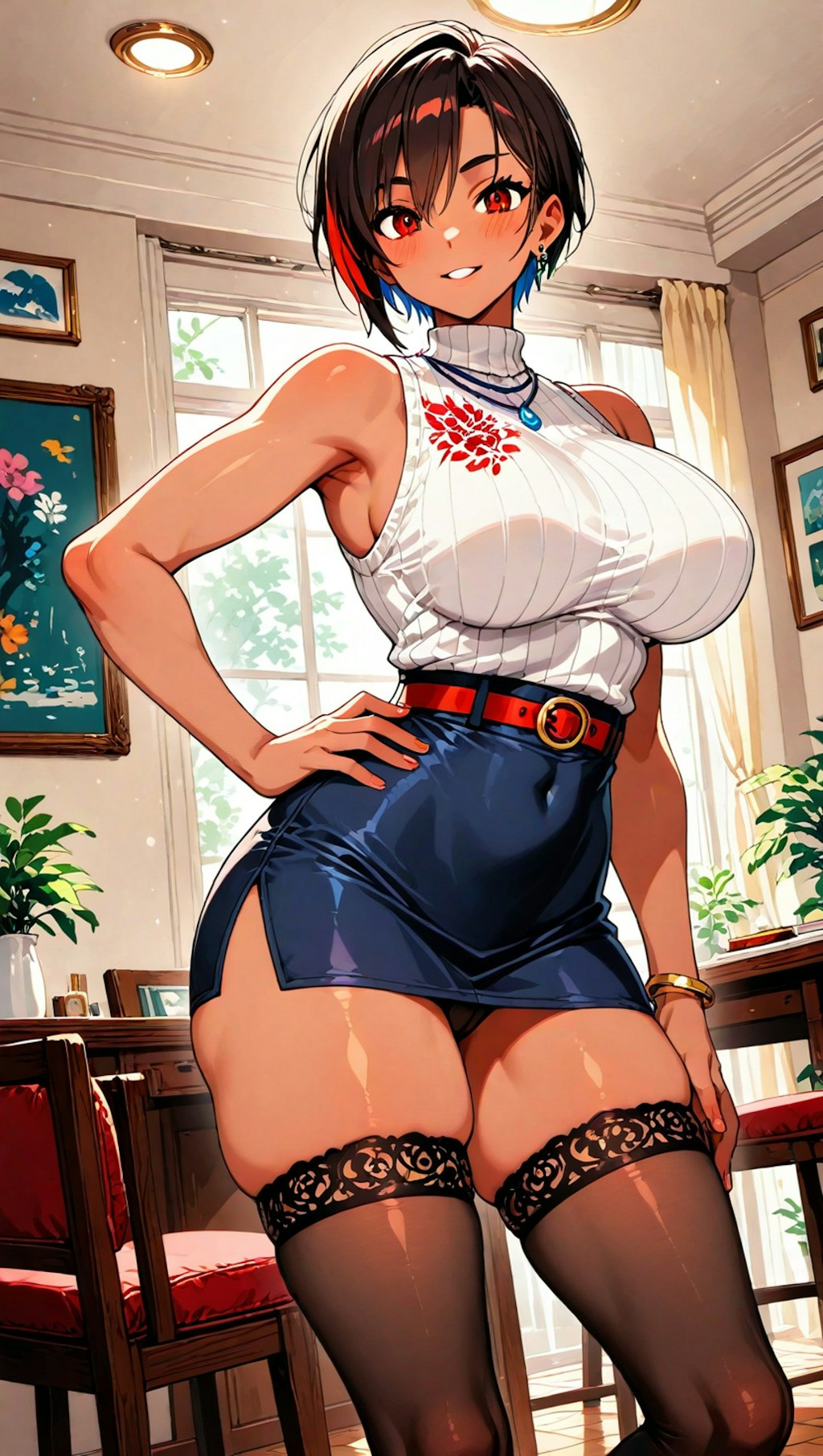 スタイリッシュな褐色人妻