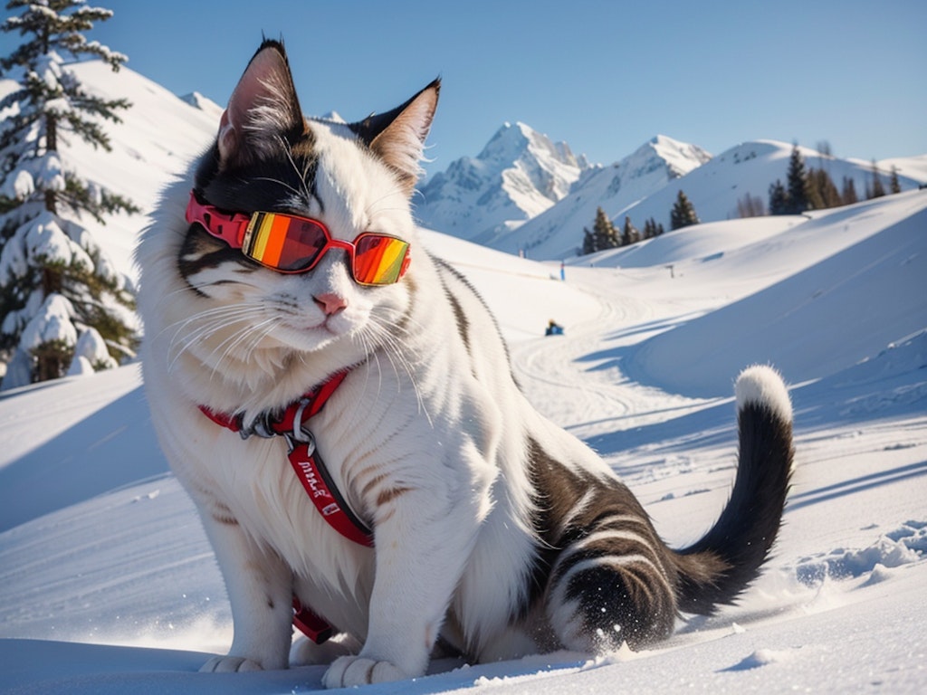 雪山で暮らす人の手を離れた猫