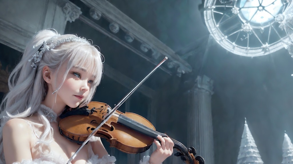 Violin Girl in Castle