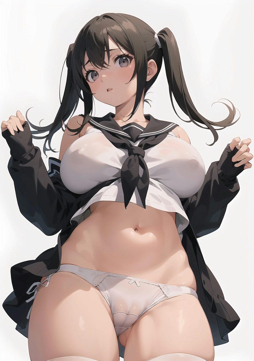 ヘソ出し制服JK♪　巨乳むっちりver.♡ 1（12枚）