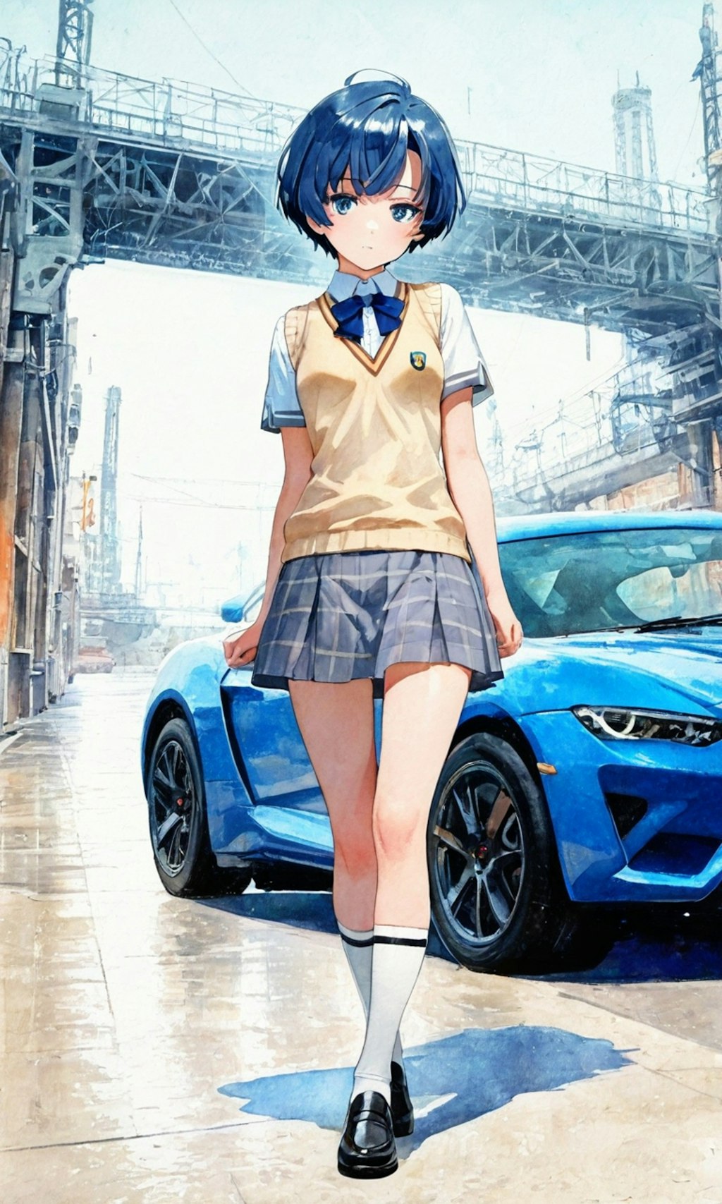 車と一緒に柑菜ちゃん