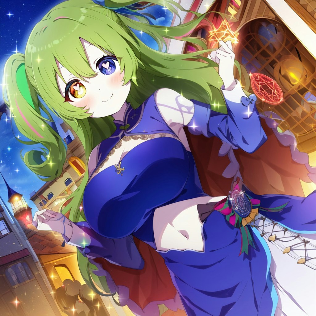 クリスマスのへそ出しチャイナドレスの魔法少女です