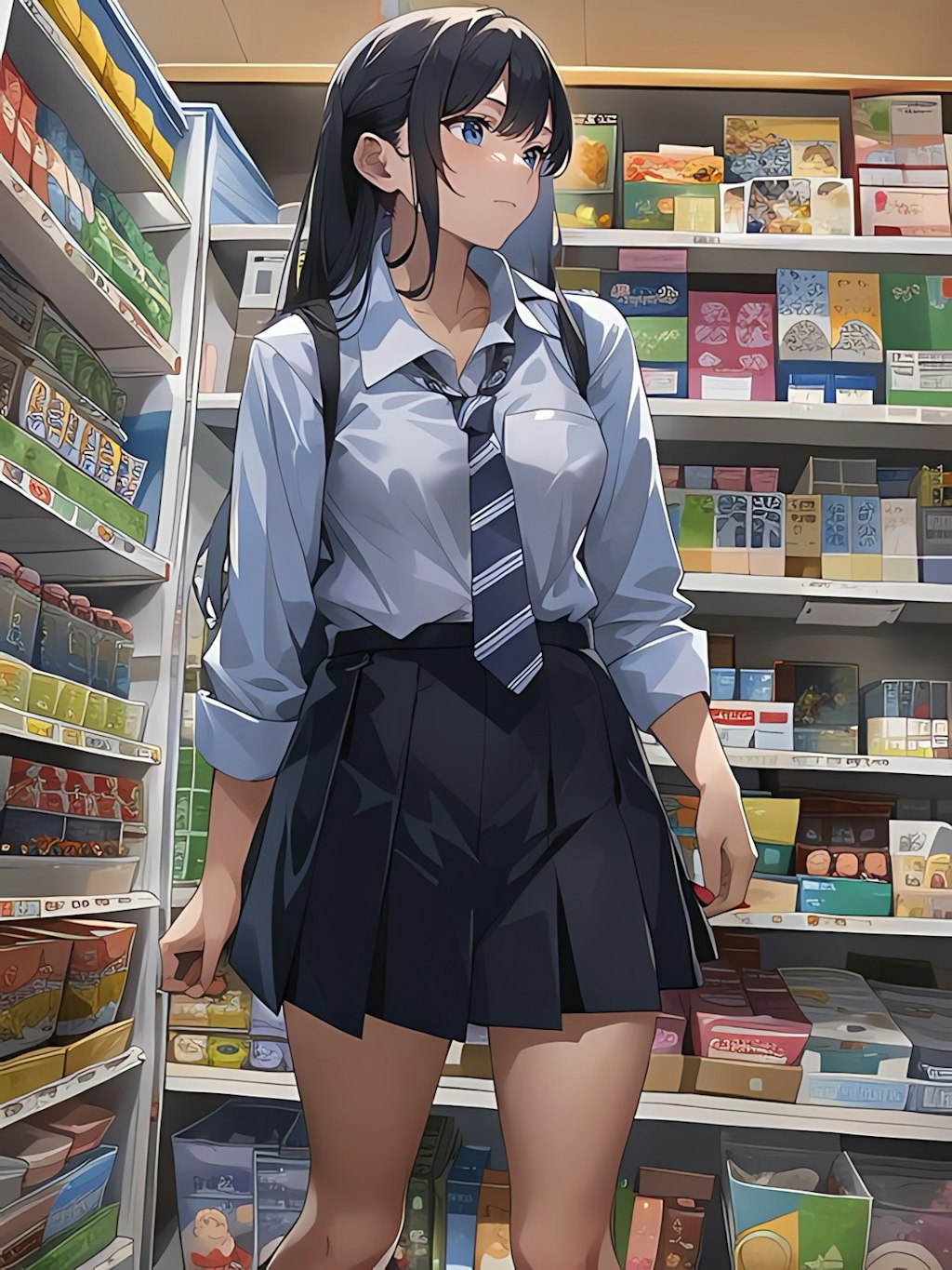 学校帰りにコンビニによる女子高生！