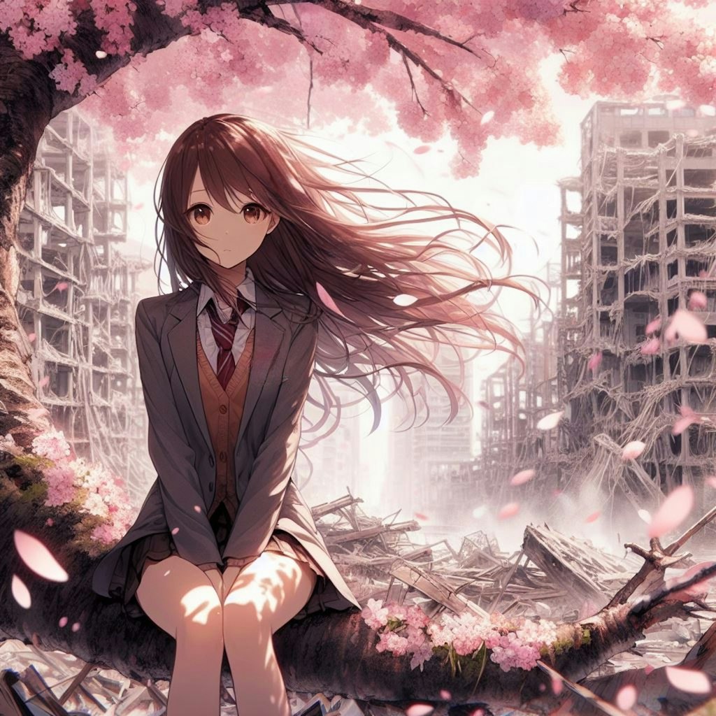 終末世界の桜と少女🌸