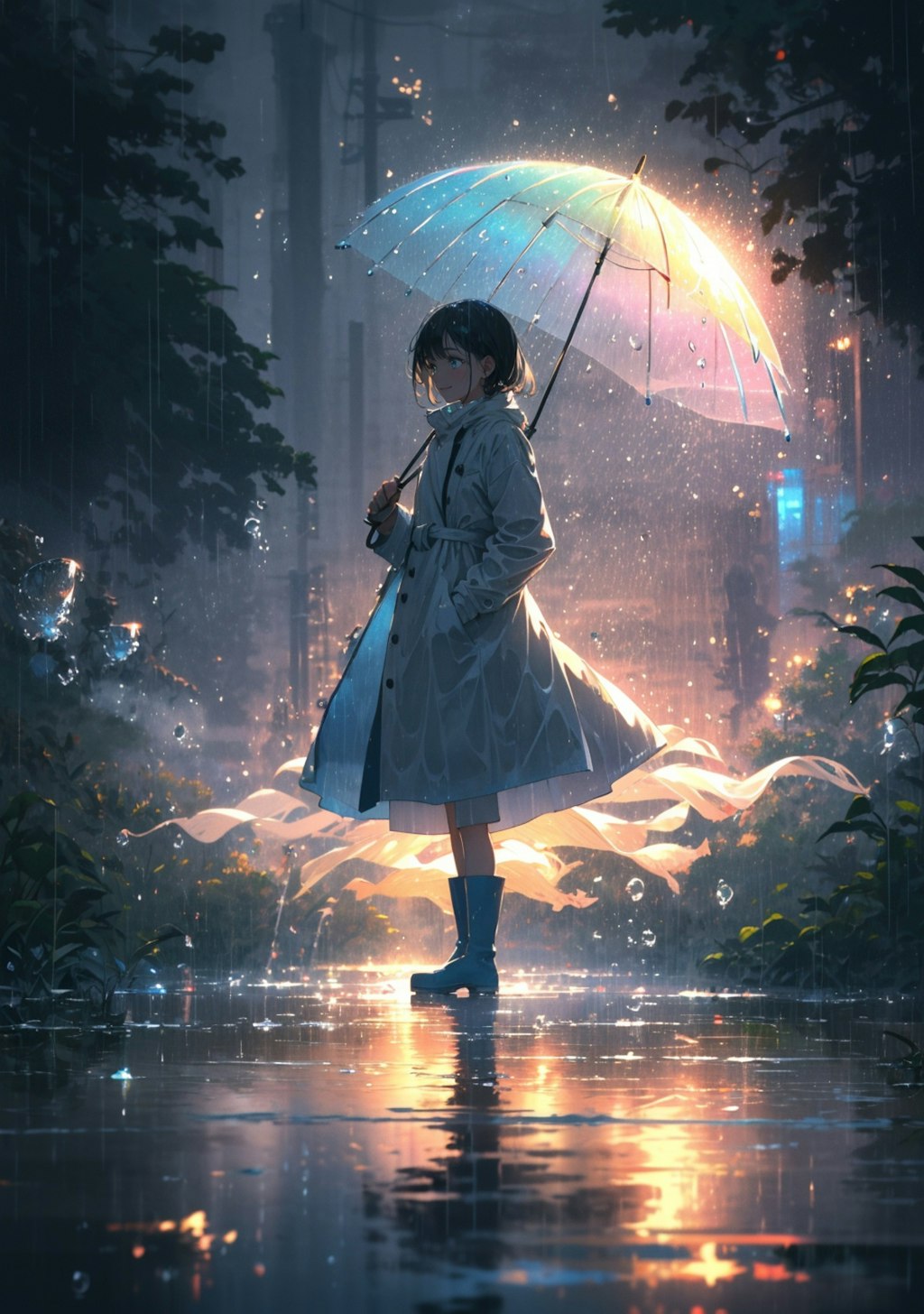 雨の中