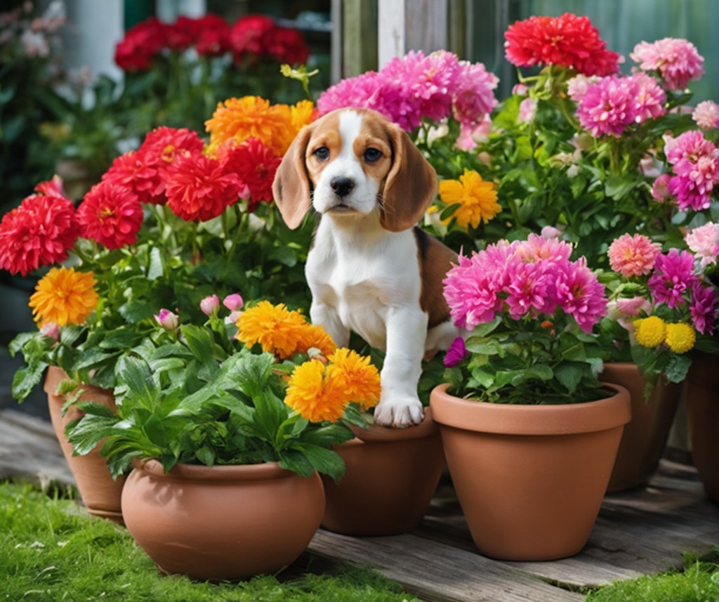 ベランダの花たち＋ワン