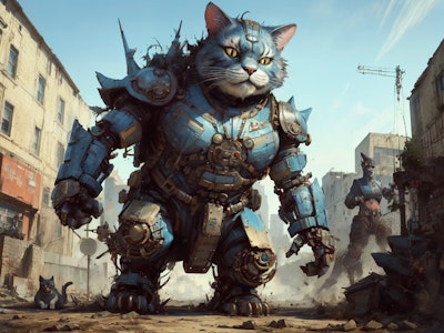 未来の世界のネコ型ロボット戦争