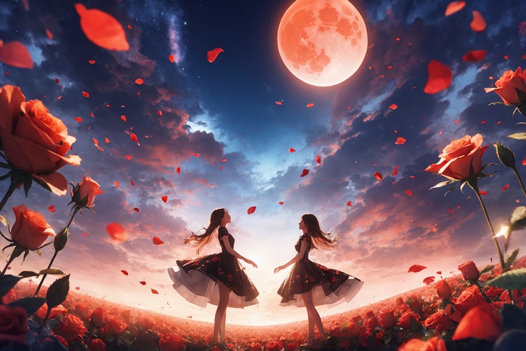 「赤い薔薇と月」の世界