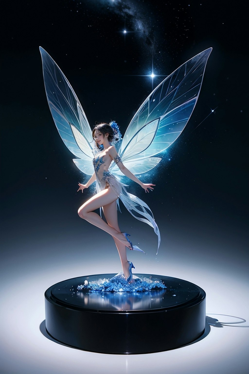 Fairy statue made of galaxies