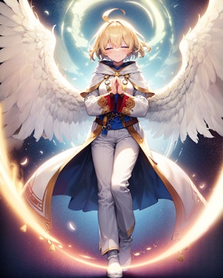 天使の羽根と祈るシスター