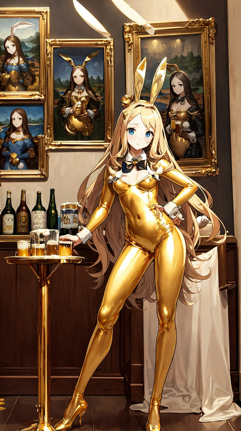 モナリザちゃん金色バニーでビール