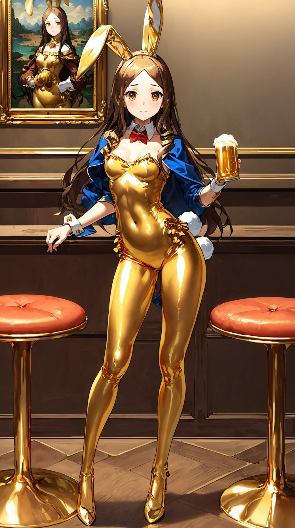 モナリザちゃん金色バニーでビール