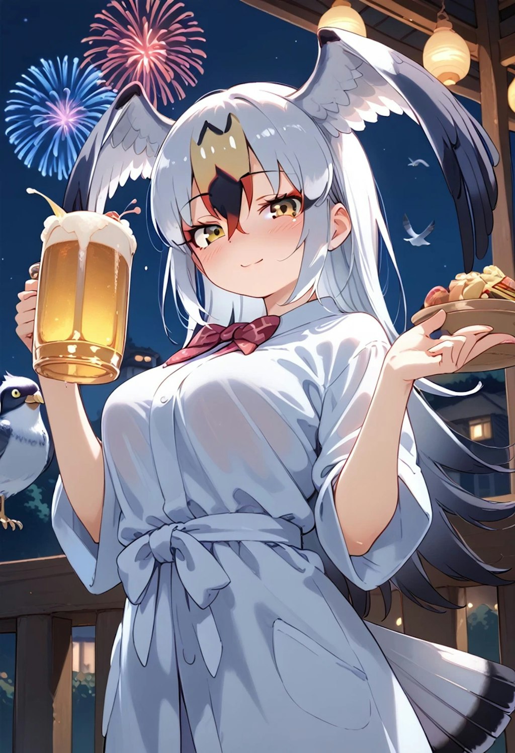 ウミネコちゃんと夏祭りでビール飲む♪