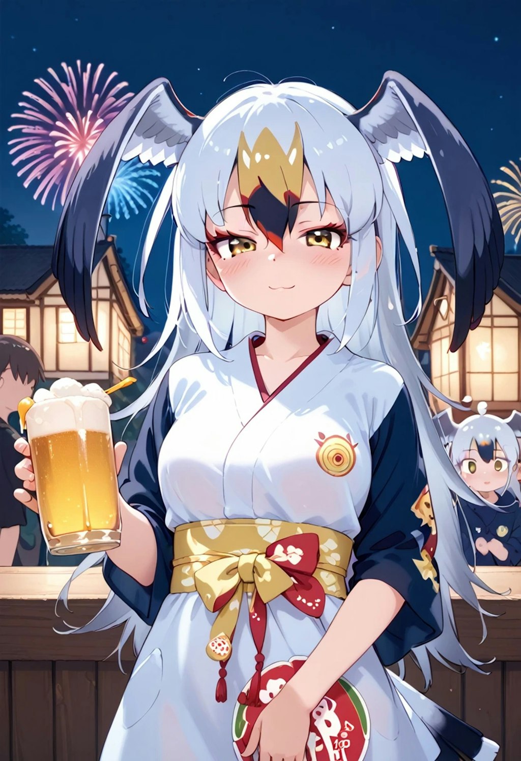 ウミネコちゃんと夏祭りでビール飲む♪