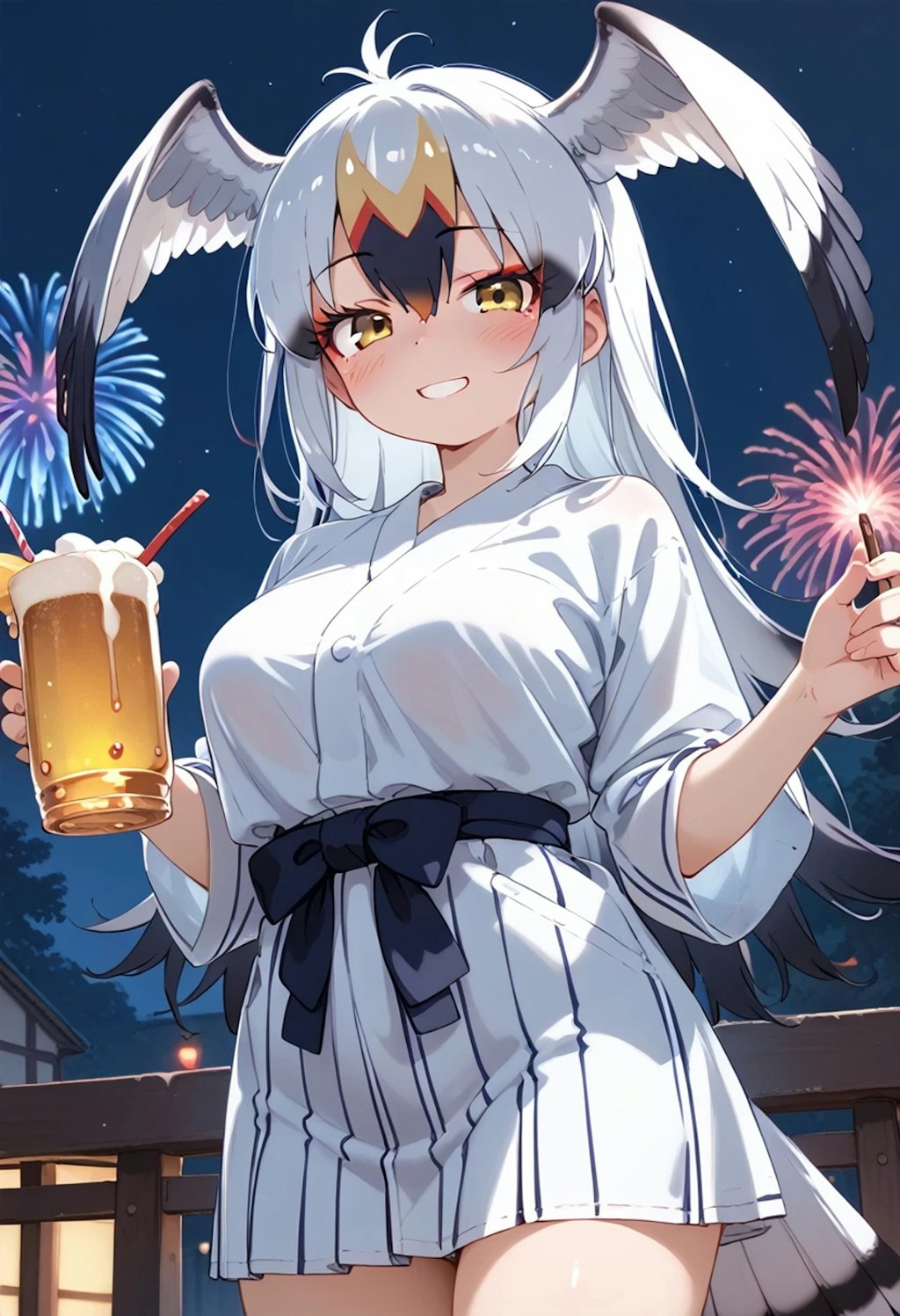 ウミネコちゃんと夏祭りでビール飲む♪