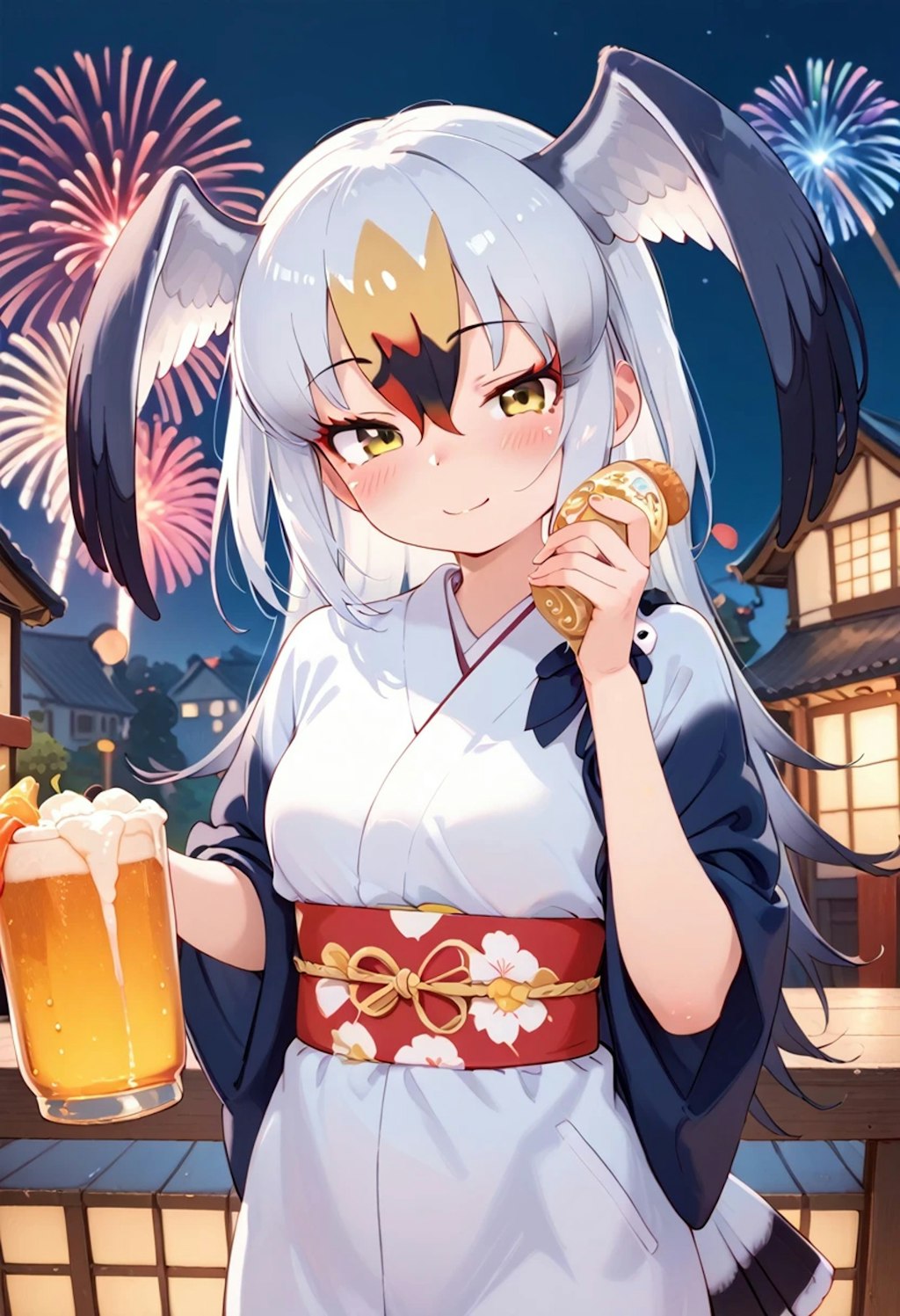 ウミネコちゃんと夏祭りでビール飲む♪