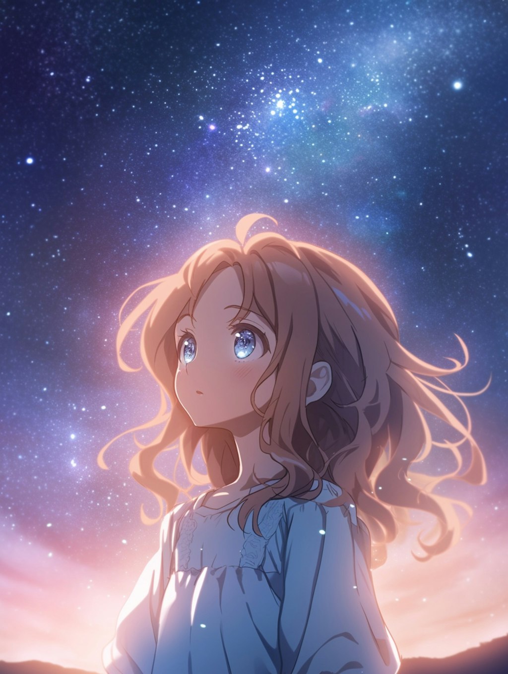 星空と女の子 Starry sky and girls